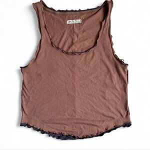 We The Free Tank Top | Brown w/ Gray Trim | Size Medium